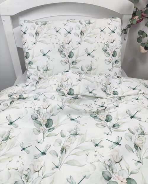 DWUSTRONNA POŚCIEL DZIECIĘCA / EUKALIPTUS I PĄCZKI RÓŻ